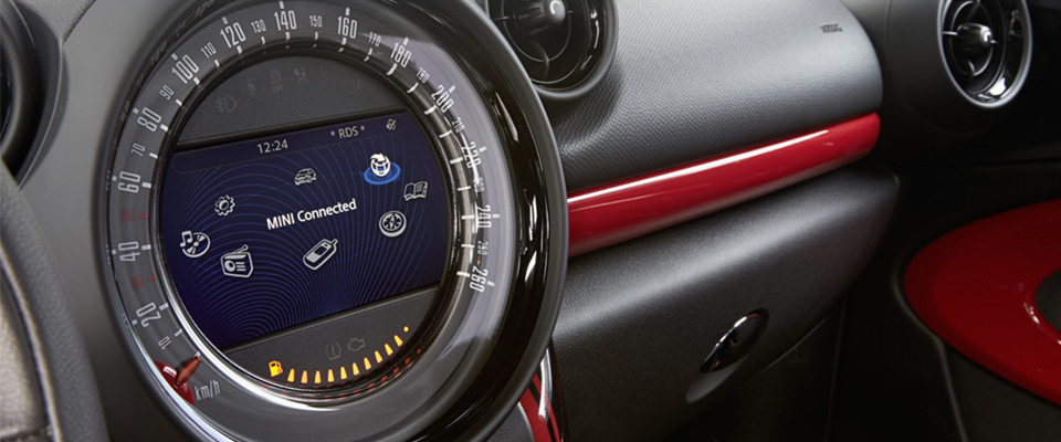 BMW MINI Connected running on a MINI's head unit
